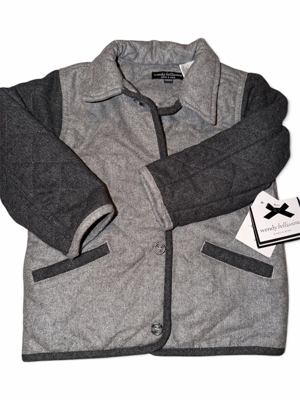 Wendy Bellissimo Two-Tone Gray Quilted Kids Pea Coat